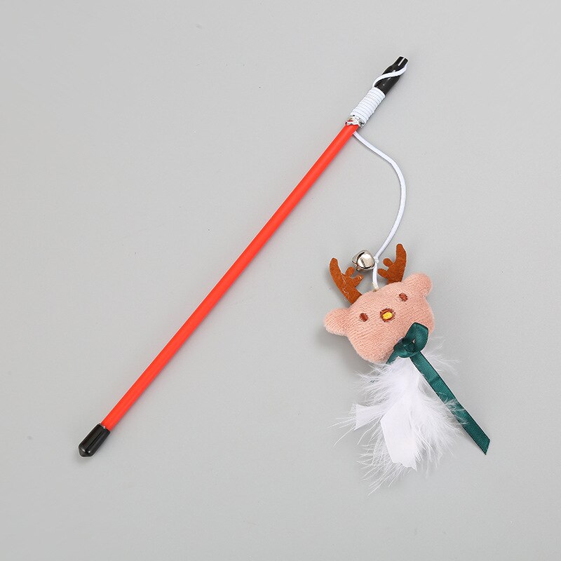 Cat Toys Cat Stick Santa Cat Toy Funny Cat Stick Cats Interactive Toys Christmas Cat Rod Pet Cat Toy Cute Cat Teaser Stick: Red