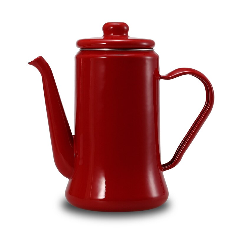 Pot émail 1.1L Pot à café émail bouilloire à thé à la main cuisinière à Induction cuisinière à gaz universel rouge blanc bleu bouilloire électrique Camping