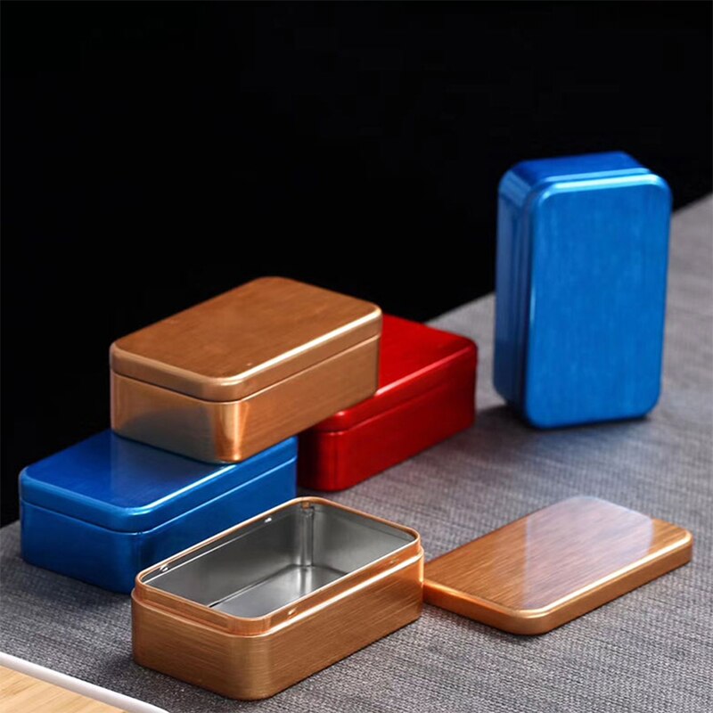 1PC Packaging Custom Food Grade Tin Can Black Metal Square Boxes Aluminum Tea Tin Box