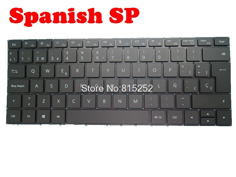 Teclado del ordenador portátil para HUAWEI MateBook WRT-W19L WRT-W29L HN-W19L HN-W19R los Estados Unidos nos/SP/TR/RU/HU negro con retroiluminación: Spanish SP
