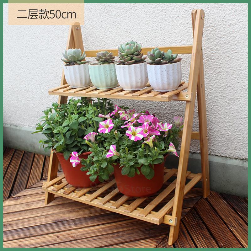 Stojak na doniczki bambusowe z litego drewna wielowarstwowa przestrzeń kryty balkon salon zielona podłoga rozwalać się w kwiaty robić postawienia na półkę: 50x30x56cm 6