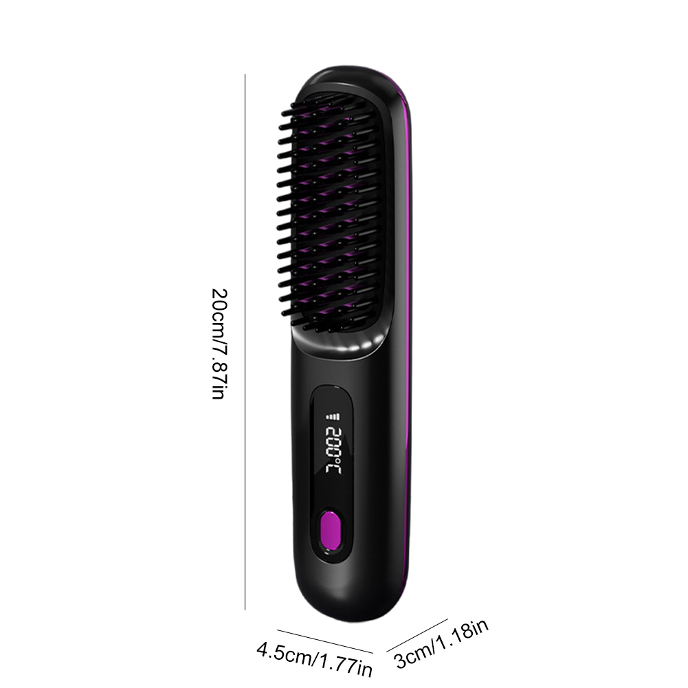Cordless Hair Straightener Portable Straightener Brush Digital Display Hair Straightening Brush Rechargeable for All Hair Types