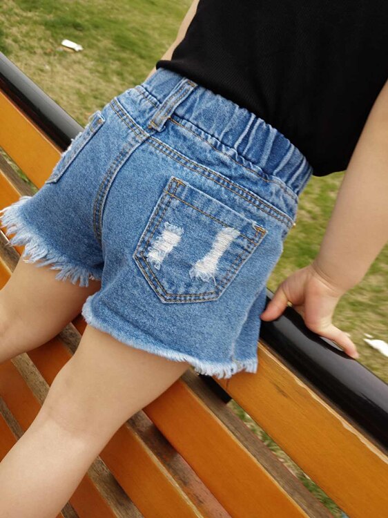 Cyjmydch sommer afslappet baby piger shorts flået jeans til piger tøj bukser denim shorts børn tøj chidlren shorts