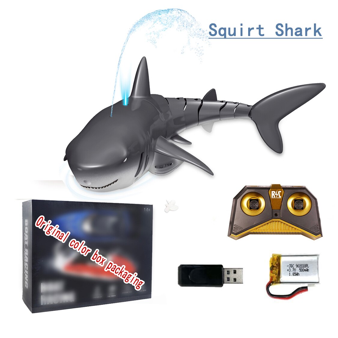 Rc Whale Shark Toy robot telecomando animali Marine Life Bath Pool pesce elettrico bambini giocattoli da bagno per bambini ragazzi sottomarino: SquirtWater shark B2