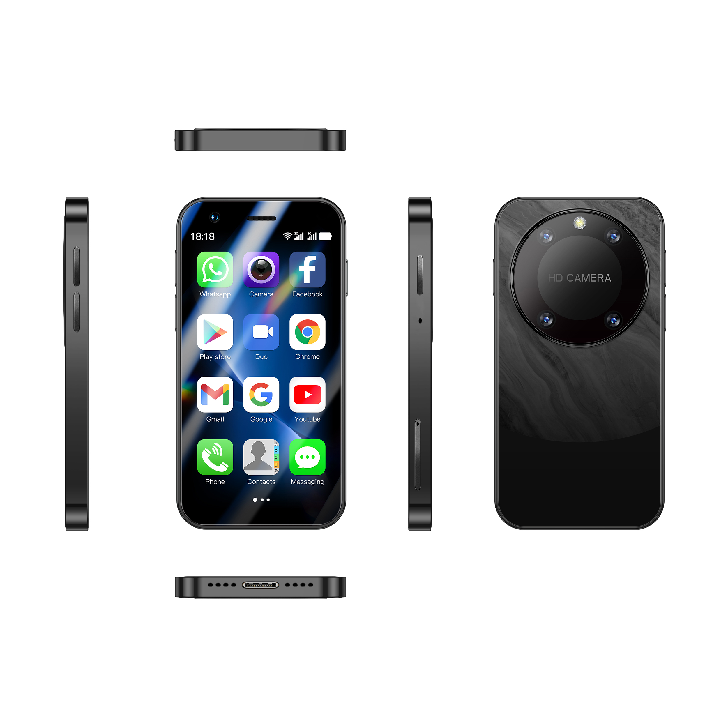 SOYES F8 Pro Max Mini Android8.1 Smartphone pantalla de 3,0 pulgadas 1GB RAM 16GB ROM Dual SIM en espera Play Store red 3G teléfono pequeño: Negro