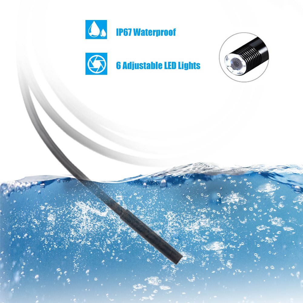 Cámara boroscopio endoscopio Industrial 3 en 1 integrada 6 LEDs IP67 endoscopio USB tipo C resistente al agua para teléfonos inteligentes Android/PC