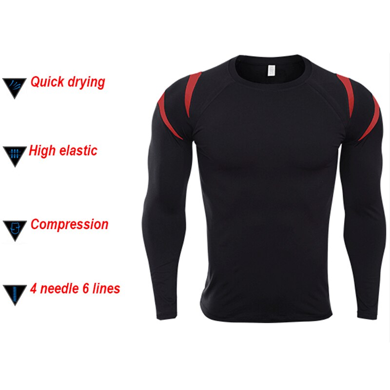 Men Long Sleeve Bodybuilding Sport Running Shirt Breathable Basketball Soccer Training Fitness T Shirt Gym Clothing Sportswear