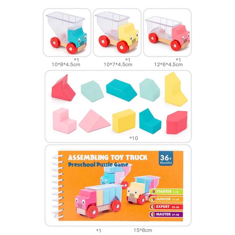 Puzzelspellen creativiteit houten blok auto grappige spellen voor kinderen 48 uitdaging met oplossing interactief iq-trainingsspeelgoed