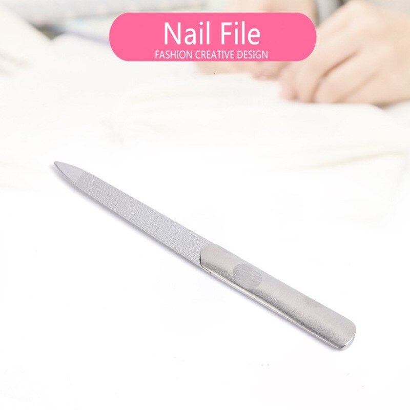 Professionele Rvs Nail File Buffer Metalen Dubbele Side Slijpen Staaf Manicure Pedicure Scrub Nail Arts Gereedschap Dikke LJ02