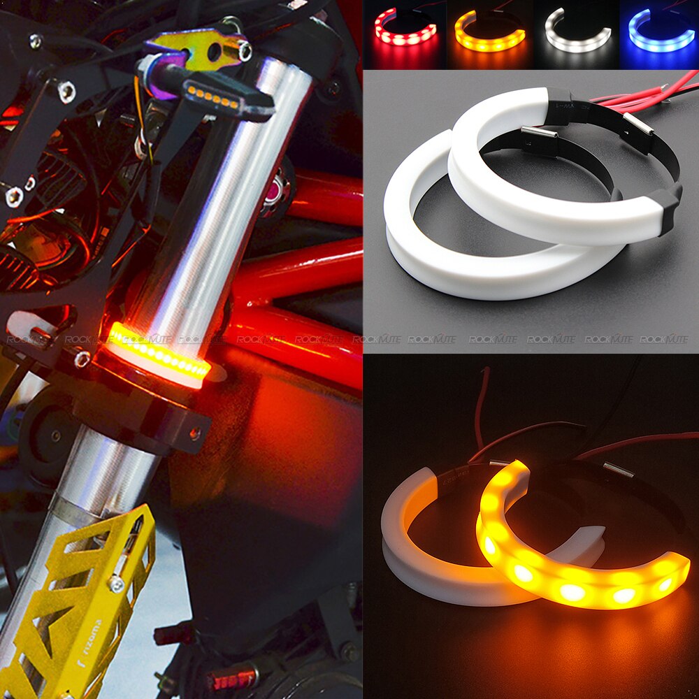 Turn Signal Led Light Strips Op Voor/Achter Vork Schokdemper Voor Kawasaki Z125 Z400 Z650 Z800 Z900 Z1000 w800 Versys 650/1000