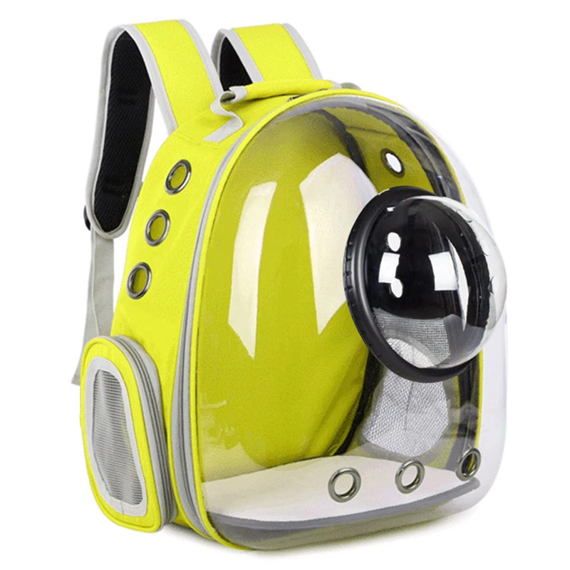 Bolsas de transporte transparentes para gatos, mochila espacial transpirable para mascotas, mochila portátil para cachorros y perros, bolsa de cápsula espacial para transporte de mascotas: Naranja