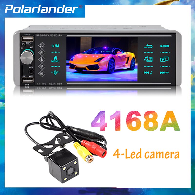 1din Mp5 Player Touch Car Radio Bidirectional Interconnection RDS AM FM 4-USB 5.1 Inches Support Android 10 Mirrorlink Bluetooth: 4168A with camera