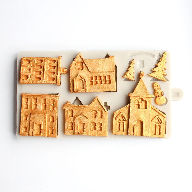 Moden Huis Silicone Mold Kerstmis Peperkoek Huis Fondant Mould Cake Decorating Tool Voor Keuken Chocolade Decoratie