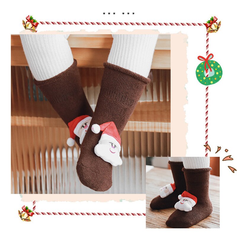 Kerst Winter Zachte Katoenen Baby Sokken Leuke Kerstman Patroon Baby Jongens Meisjes Sokken Dikke Warm Anti-Slip Vloer sokken
