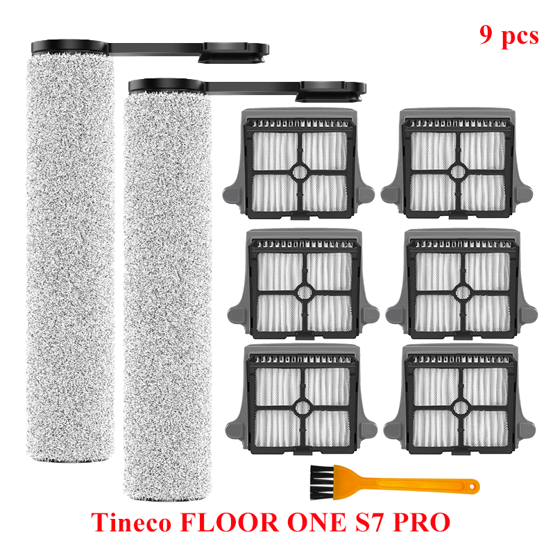 Accessories For Tineco FLOOR ONE S7 PRO Spare Soft Roller Brush HEPA Filter Cordless Vacuum Cleaner Parts Replacement Kit: Orange