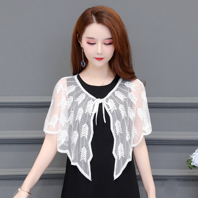 Vintage sequin sommer håndlavet hæklet blonder mesh skuldertræk bolero broderi cardigan feminino kort kappe overdimensionerede toppe kvinder kappe