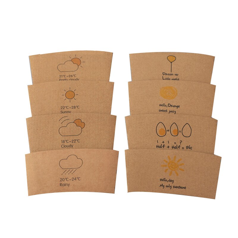 25PCS Disposable Cup Sleeve Paper Kraft Cold Drinks Tea Coffee Beverage For Coffee Shops Takeaway Water Bottle Party Decor: Random pattern5