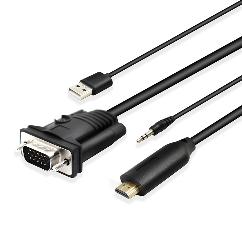 1.8m vga-hdmi-kaapeli vga 2 hdmi audio-videosovitin, 3.5mm ääntä full  hd 1080p hdtv-tietokoneeseen