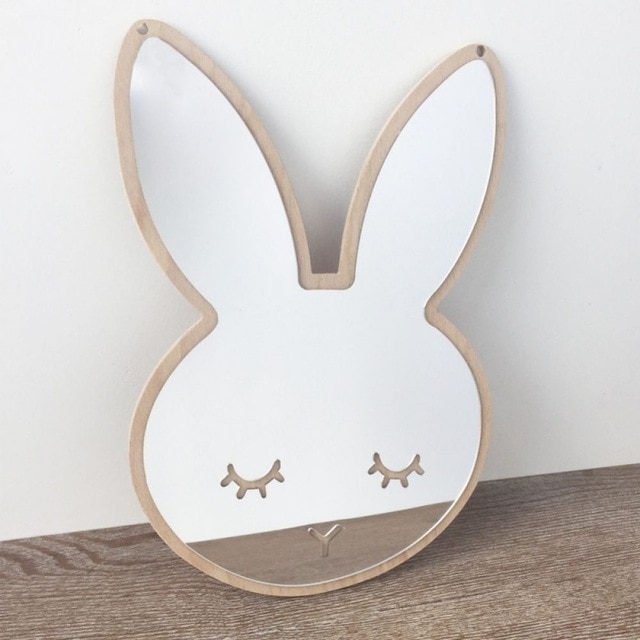 Bricolage chambre d'enfants miroirs muraux décoratifs acrylique décor à la maison cadre en bois pépinière mignon dessin animé miroir Stickers muraux: Rabbit