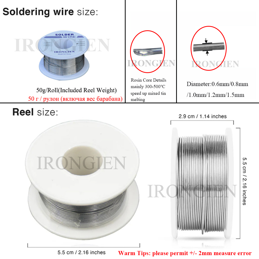 Irongien High Purity Soldering Wire 8g50g/Roll Mixed Tin Rosin Core Dia 0.6-1.5mm Solder Welding Wire For Electrical Soldering