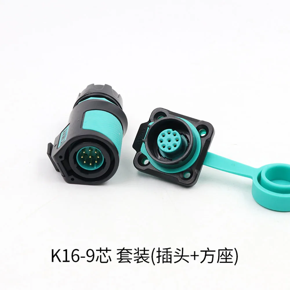 KWAY K16 Waterproof Bulkhead Electrical Connector Adapter IP68 Male Plug Female Socket Industrial AC DC Power 2 3 4 5 7 8 9 Pin