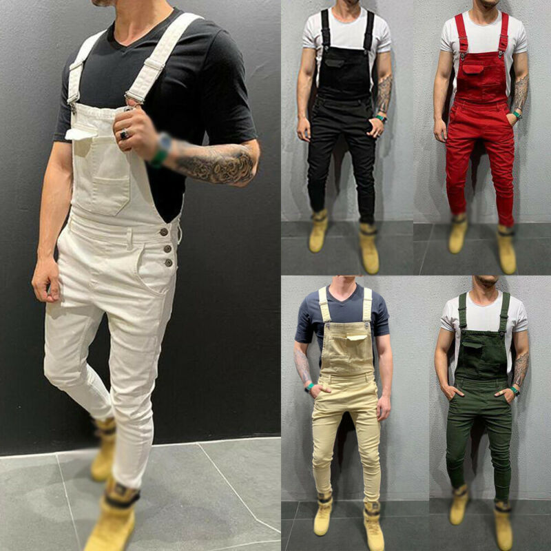 Hommes Denim Jeans salopette salopette combinaison Slim Fit bavoir pantalon décontracté coréen vêtements combinaison hommes