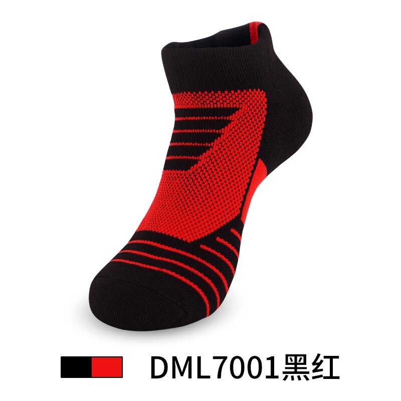 Adult Thickened Towel Bottom Basketball Socks Men Short Tube Non-slip Wear-resistant Sports Socks Outdoor Running Socks SKH007: black red