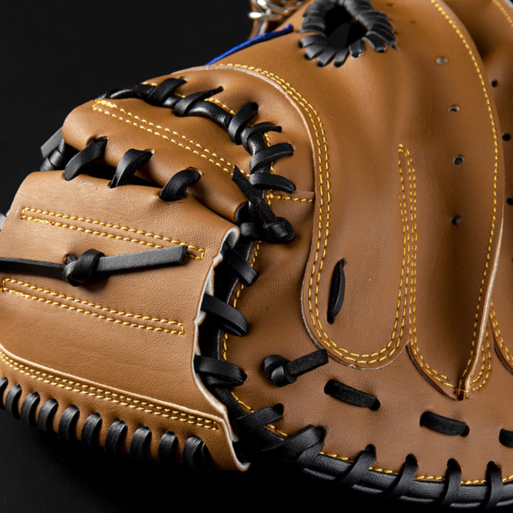 FDBRO Left Hand Adult Training Outdoor Sports Brown Black PVC Baseball Catcher Glove Softball Practice Equipment Size 12.5 inch