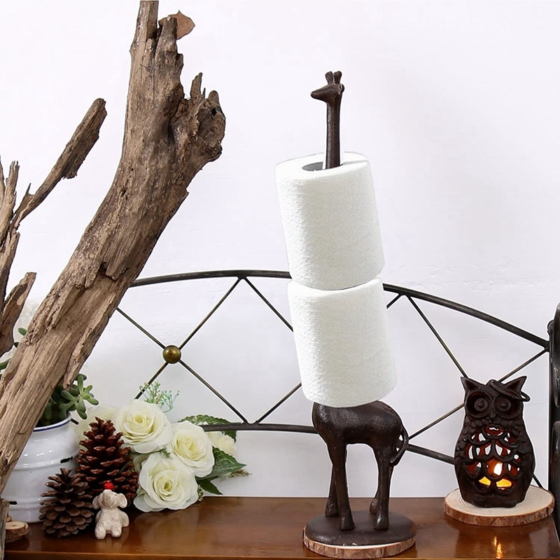 Støbejern girafpapirholder dekorerer badeværelse toiletpapirholder