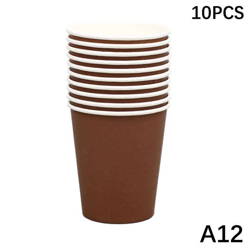 10 stk. 9oz/250ml ensfarvede tykke papkrus engangskop bryllup fødselsdagsfest engangsservice engangs papkrussæt: Dyb blå