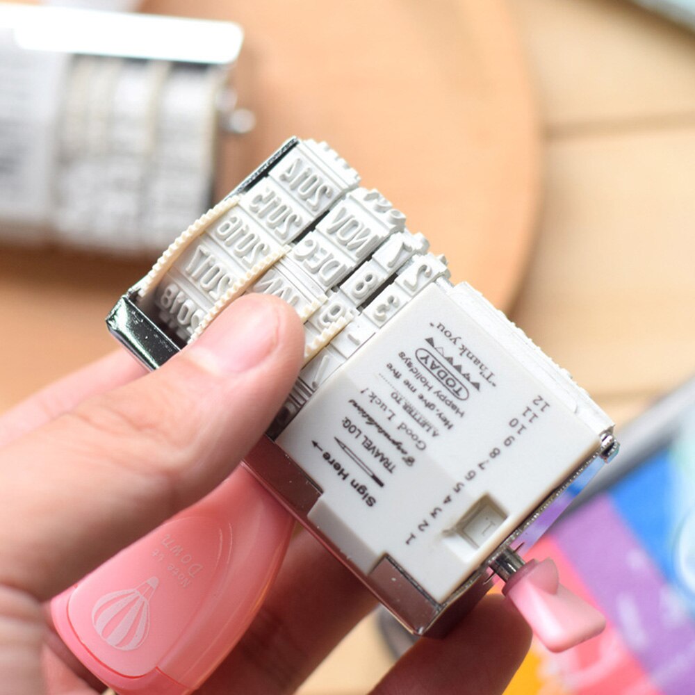 Sellos de goma con fecha creativos, sellos de felicitación en inglés, planificador de colección de recortes, agenda escolar, suministros, -2025