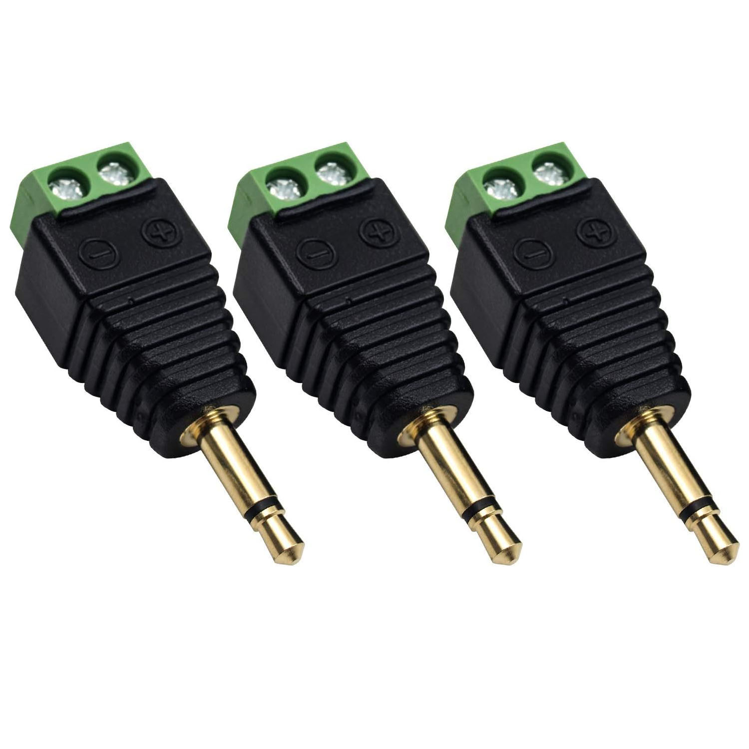 3pcs Adapter Converter 3.5mm 1/8" TS Mono Male Plug To 2 Pin AV Screw Video AV AUX Balun Speaker Wire Screw Terminal Solderless
