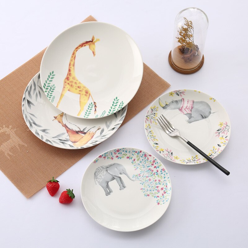 Europese Stijl Creatieve Keramische Platen Keuken Servies Leuke Cartoon Steak Plaat Kinderen Ceramica Dier Bestek Schotel