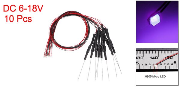 uxcell 10pcs Prewired SMD LED Light Emitting Diode DC 6-18V with Resistor for Small Model Cosplay and Small Model Building