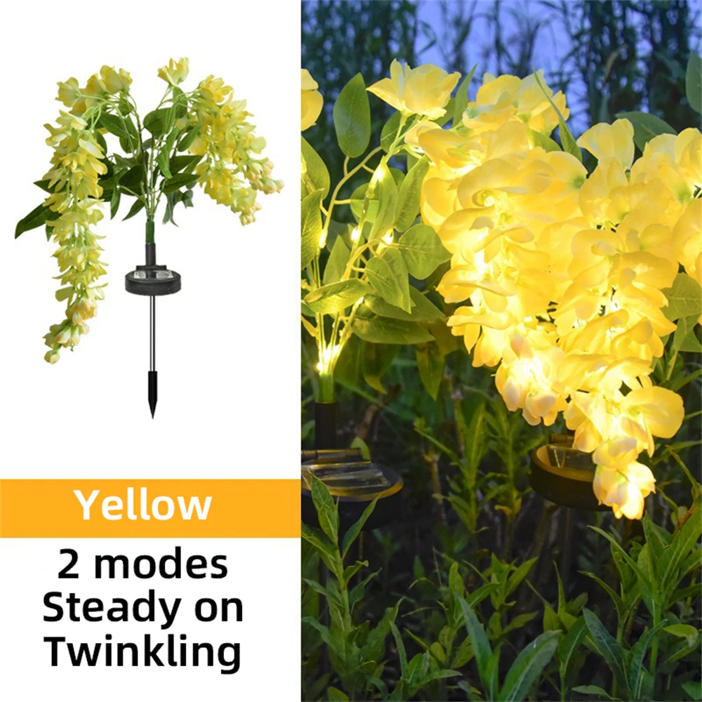 Lampes solaires de jardin extérieures, 4 Branches, lumières de fleurs pour l'extérieur, 2 Modes, décoration de jardin étanche pour cour, Patio, allée, arrière-cour: ROSE