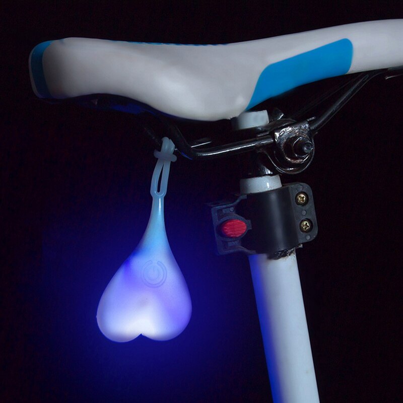 Safety Warning Ball Light Lamp Waterproof Silicone Bike Heart Lamp Night Cycling Rear Seat Back Lights Bike Tail Light: blue