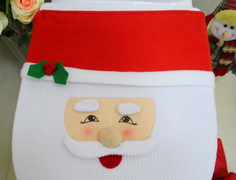 Couverture de toilette de noël personnes âgées bonhomme de neige salle de bain trois pièces toilette siège de toilette pad réservoir d'eau couverture ensemble de serviettes en papier