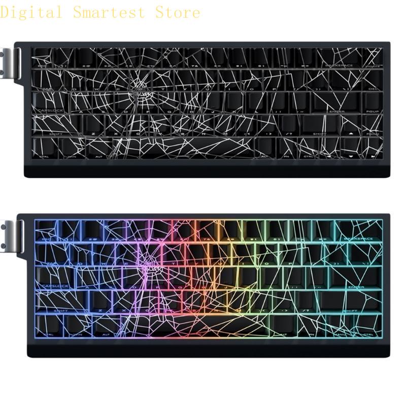 85AA 64/74Key Keycaps Customs Spiders Web Keycap Set Side Print Backlit Key Keycaps for 61/64/68 Mechanical Keyboards