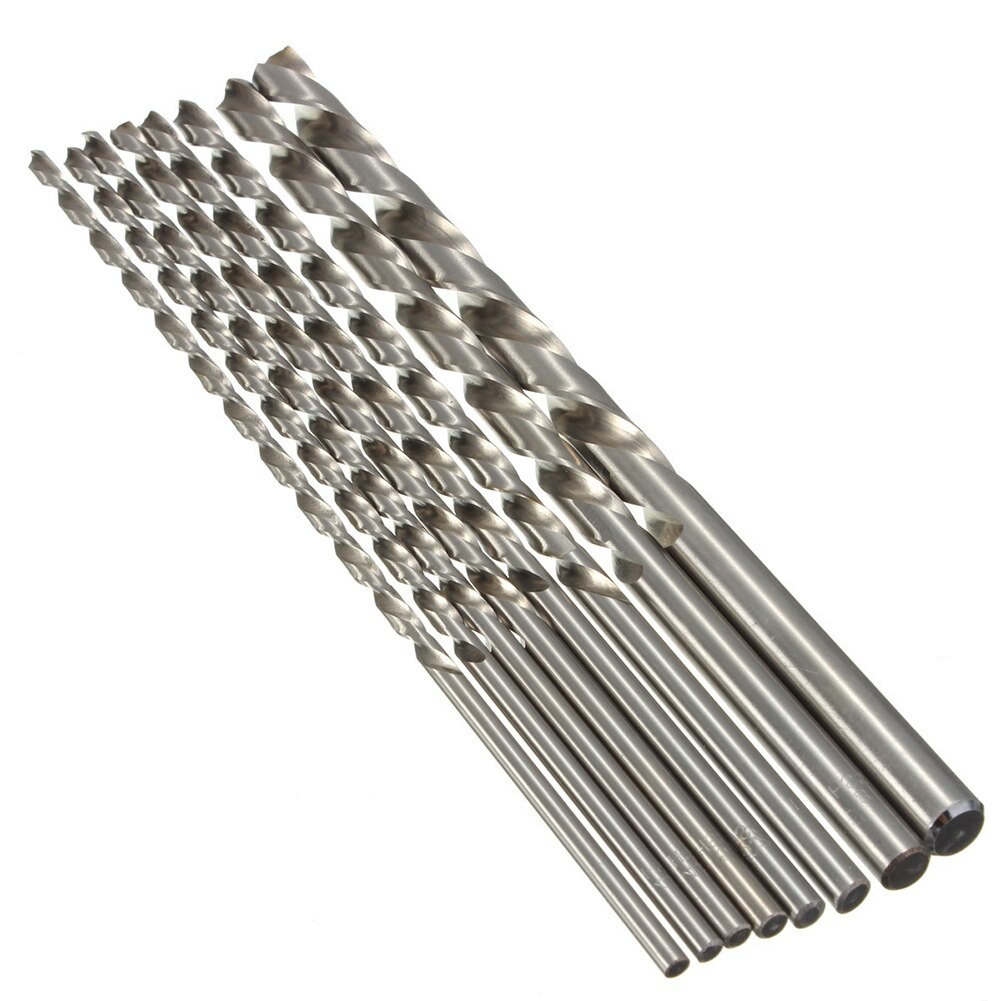 8 Stuks High Speed Steel Boren Hardware 4241 Hss 20Cm Twist Boor 4-10Mm Extra Lange 200mm Rechte Schacht Vijzel Bit Tool Set