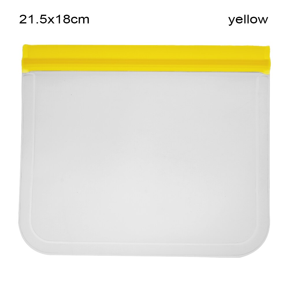 1pc doorschijnende siliconen zakjes voor het bewaren van verse levensmiddelen, lekvrije melk en fruitcontainers, herbruikbare, afgesloten staande zakken met ritssluiting: Geel 1