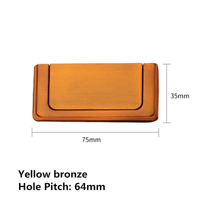 No Punching Zinc Alloy Modern Hidden Knobs Kitchen Cabinet Cupboard Door Drawer Handles Wardrobe Hidden Pulls 32mm/64mm: Yellow bronze  64mm