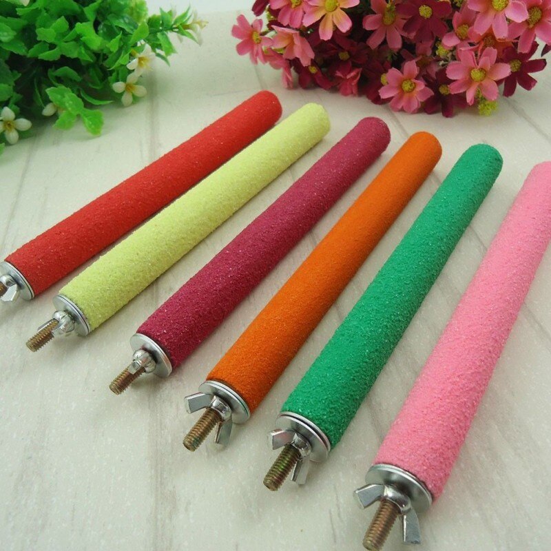 Wood Grinding Claw Stick Parrot Stand Rod Birdcage Supplies Parrot Molar Bar Bird Nest Scrub Station Bar Bird Toy Random Color
