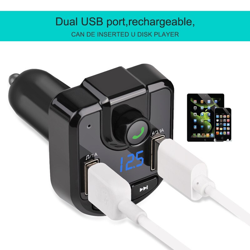 Car Charger Bluetooth 5.0 FM Transmitter Handsfree Car MP3 Player USB Charge for Xiaomi Redmi Note 8 Pro Phone Accessories