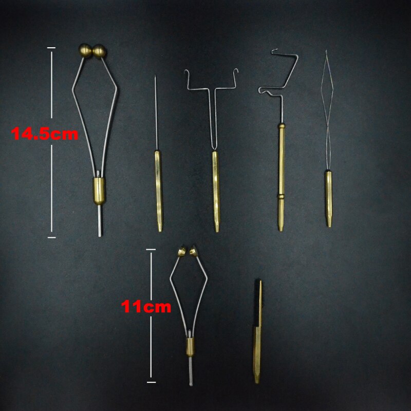 Essentiel 7 stk essentiel fluebindingsværktøj combo bodkin/spoletråder/teaser/spoleholder/pisk finisher/dubbing twister sæt
