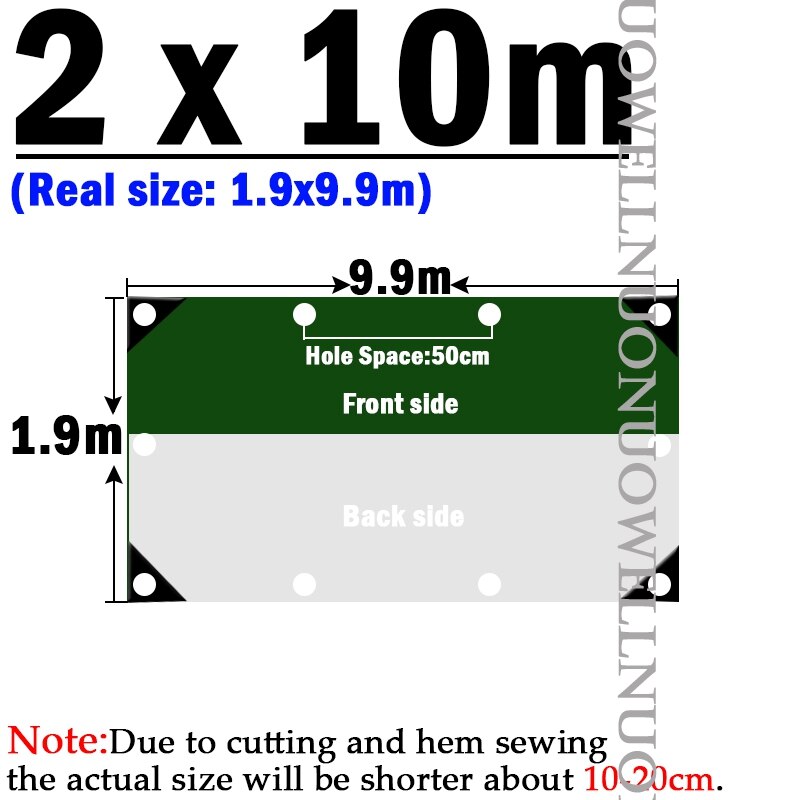 0.32mm plandeki PE wodoodporna roślina ogrodowa schronisko płótno łódź samochód ciężarówka Canopys deszczoodporna tkanina Outdoor Cargo Pile Tarp Cover: 2x10m