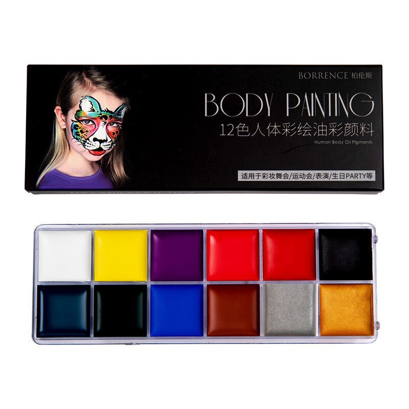 12 Colors Face Paint Kit Nontoxic Paint for Hallow... – Grandado