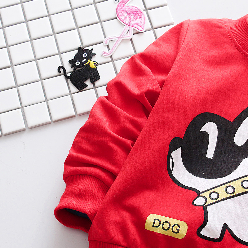 T-shirt à manches longues pour bébé garçon, en coton, mignon, avec motif de chien, printemps