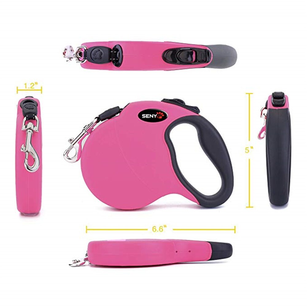 Pet Dog Leash 5M Durable Automatic Retractable Dog Leash Dog Bowl Dog Garbage Bag Set of Combinations Great for Medium&Large Dog