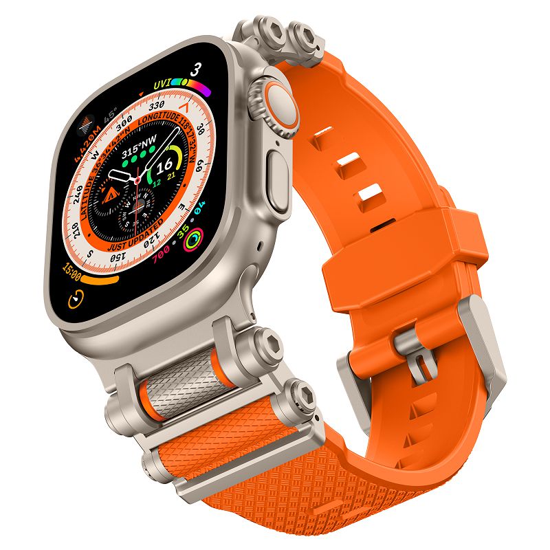 Urrem til apple watch ultra 2 remme 49 46 45 44 42mm holdbart metalstikrem til iwatch  s10 9 8 7 tpu sportarmbånd: Xxl / Himmelblå