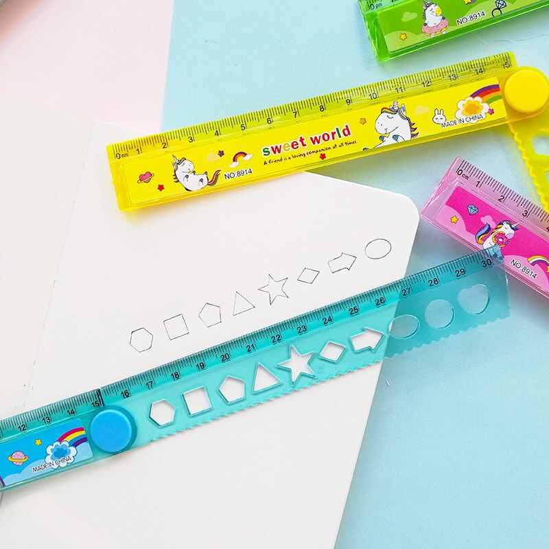 1 sztuk Lytwtw's cukierki kolor słodkie słowo Kawaii jednorożec biurowe kreskówka rysunek prezent biuro szkoła składane prosto plastikowa linijka